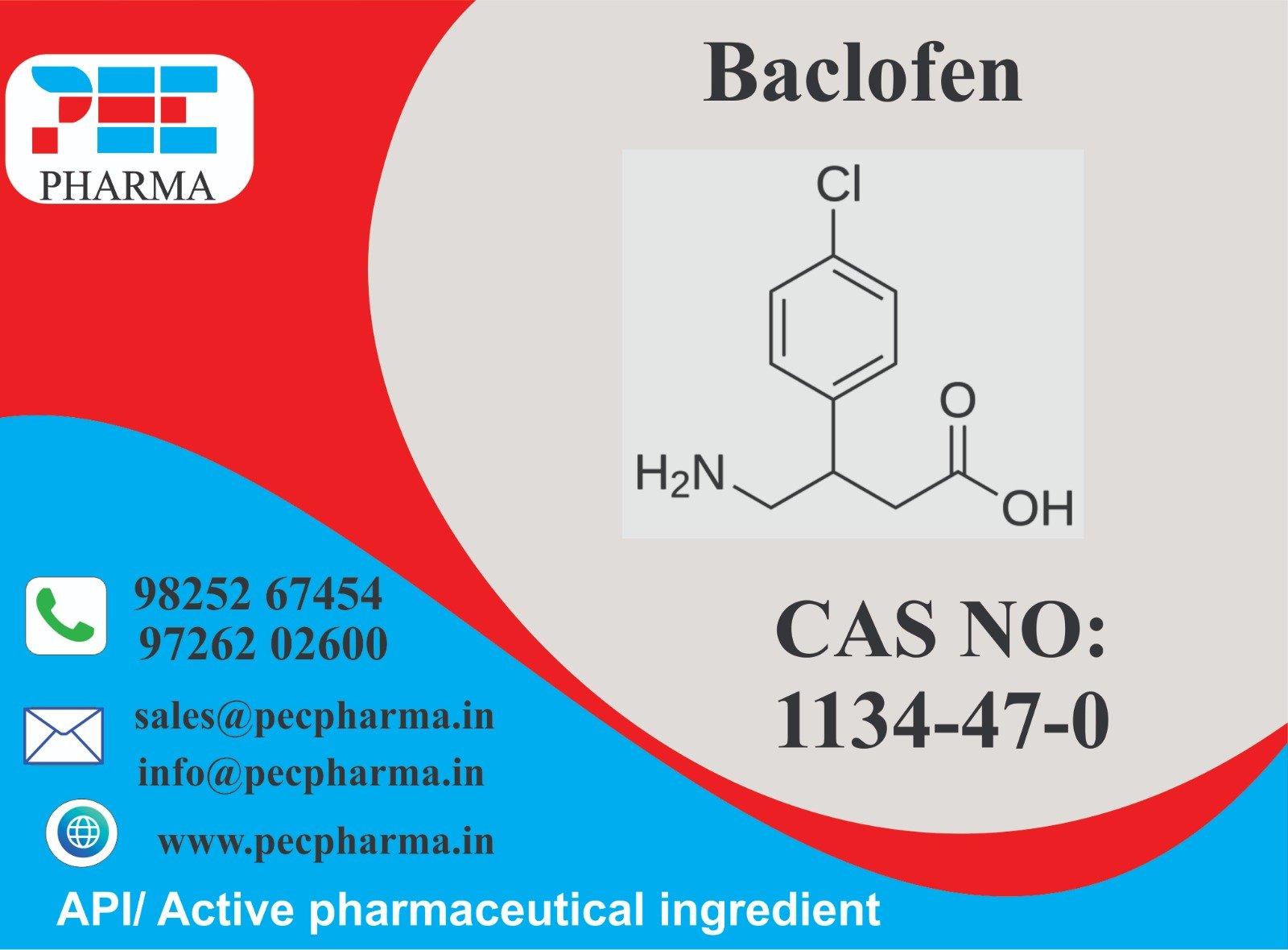 Baclofen API Branded CAS Card
