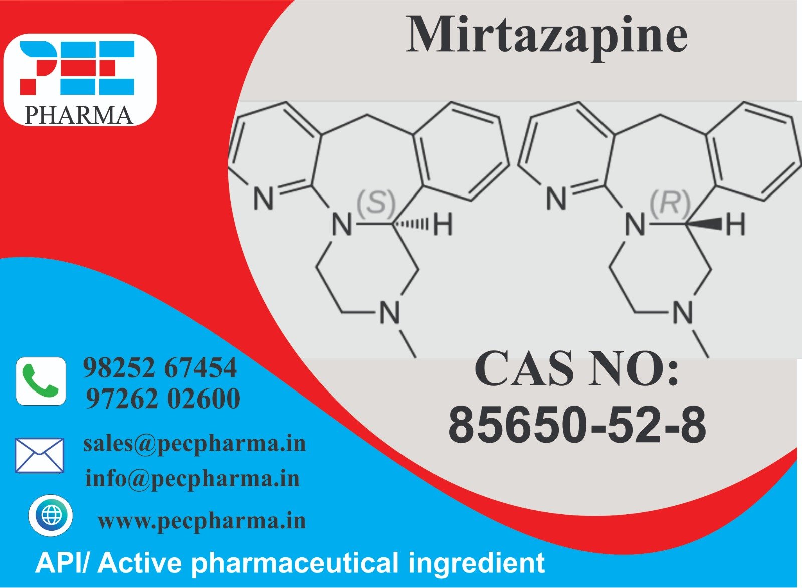 Mirtazapine API Branded CAS Card