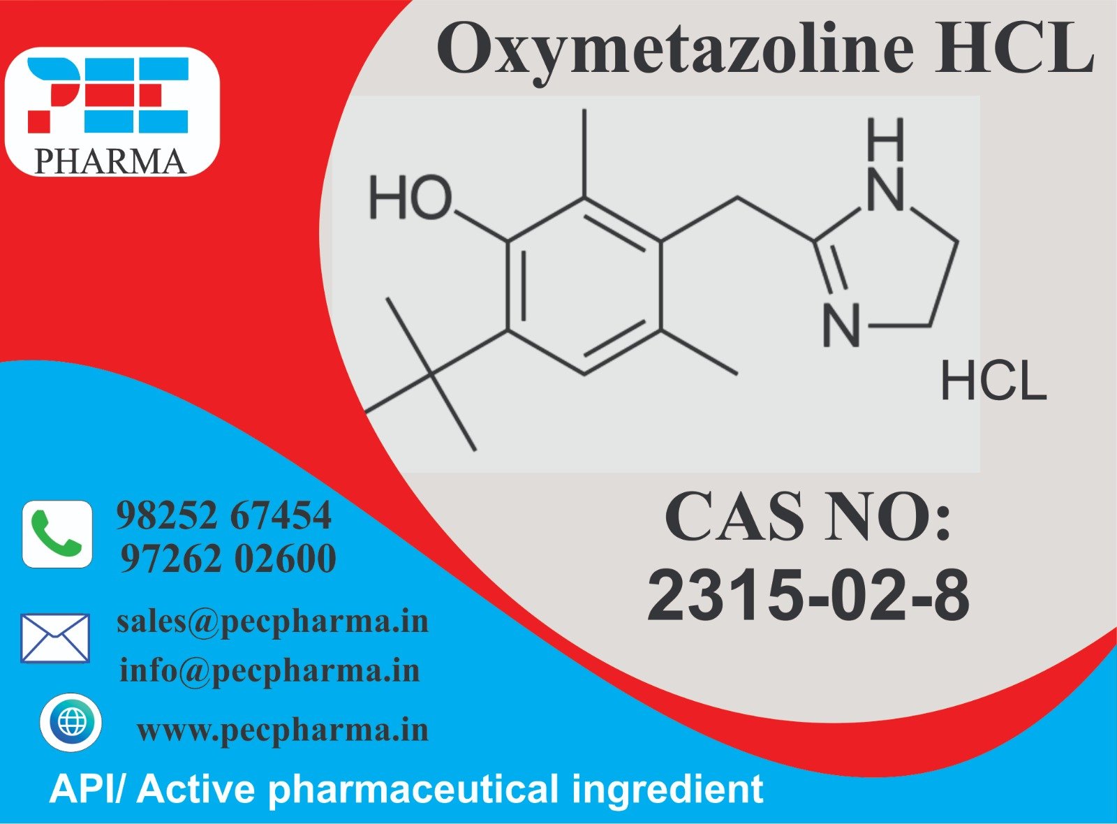 Oxymetazoline HCL API Branded CAS Card