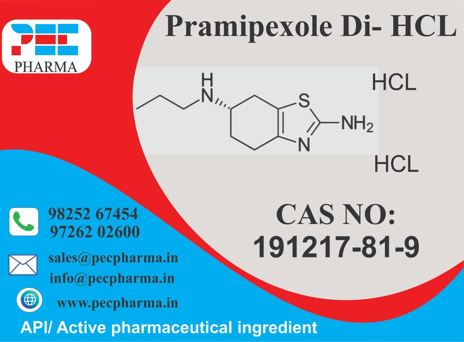 Pramipexole Di-HCL API Branded CAS Card