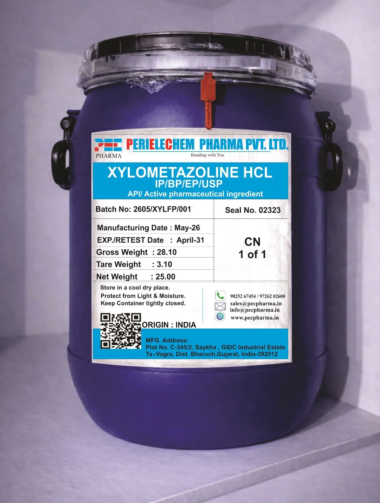 Xylometazoline HCL API Packaging Drum